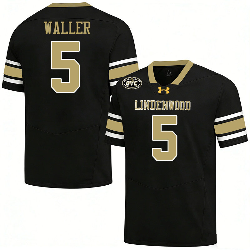 Lindenwood Lions #5 Jacob Waller College Football Jerseys,Uniforms-Black